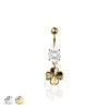 316L SURGICAL STEEL MULTI CZ CLOVER HEART BELLY BUTTON NAVEL RING 